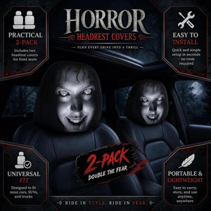 2 Pack Scary Headrest Covers for Cars