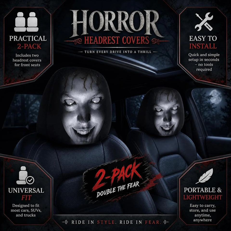 2 Pack Scary Headrest Covers for Cars